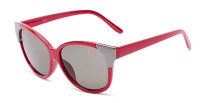 Angle of Hartley #31980 in Glossy Red/Silver Frame with Grey Lenses, Women's Cat Eye Sunglasses