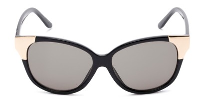 Front of Hartley #31980 in Glossy Black/Gold Frame with Grey Lenses