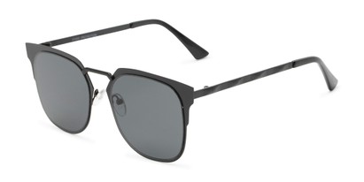 Angle of Hayes #4299 in Black Frame with Grey Lenses, Women's and Men's Retro Square Sunglasses