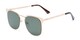 Angle of Hayes #4299 in Gold Frame with Green Lenses, Women's and Men's Retro Square Sunglasses