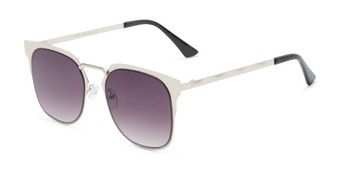 Angle of Hayes #4299 in Silver Frame with Smoke Lenses, Women's and Men's Retro Square Sunglasses