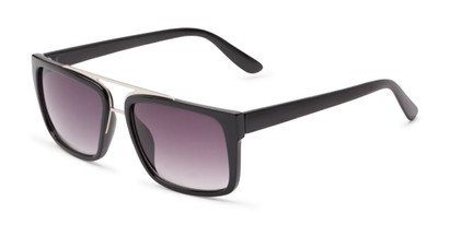 Angle of Henley #5326 in Glossy Black Frame with Smoke Lenses, Women's and Men's Square Sunglasses