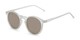 Angle of Hoffman #9728 in Frosted Grey Frame with Gold Mirrored Lenses, Women's and Men's Round Sunglasses