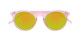 Folded of Hoffman #9728 in Frosted Light Pink Frame with Yellow/Green Mirrored Lenses