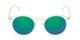 Front of Hoffman #9728 in Frosted Light Green Frame with Green/Purple Mirrored Lenses