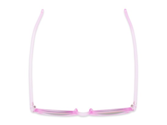 Overhead of Hoffman #9728 in Frosted Pink Frame with Pink Mirrored Lenses