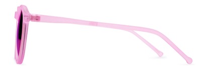 Side of Hoffman #9728 in Frosted Pink Frame with Pink Mirrored Lenses