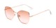 Angle of Indigo #6911 in Gold Frame with Pink Fade Gradient Lenses, Women's Cat Eye Sunglasses