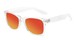 Angle of Jackson in Clear Frame with Red/Orange Mirrored Lenses, Women's and Men's Retro Square Sunglasses