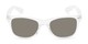 Front of Jackson in Clear Frame with Grey/Gold Mirrored Lenses