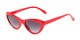 Angle of Jewels #7434 in Glossy Red Frame with Smoke Lenses, Women's Cat Eye Sunglasses