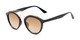 Angle of Jones #7440 in Glossy Black Frame with Amber Faded Lenses, Women's and Men's Round Sunglasses