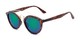 Angle of Jones #7440 in Matte Tortoise Frame with Green/Purple Mirrored Lenses, Women's and Men's Round Sunglasses