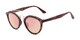 Angle of Jones #7440 in Matte Tortoise Frame with Pink Mirrored Lenses, Women's and Men's Round Sunglasses