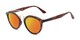 Angle of Jones #7440 in Matte Tortoise Frame with Orange Mirrored Lenses, Women's and Men's Round Sunglasses