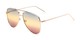 Angle of Juno #3134 in Gold Frame with Blue/Yellow/Purple Gradient Lenses, Women's Aviator Sunglasses