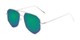 Angle of Kendall #63072 in Silver Frame with Green/Purple Mirrored Lenses, Women's and Men's Aviator Sunglasses