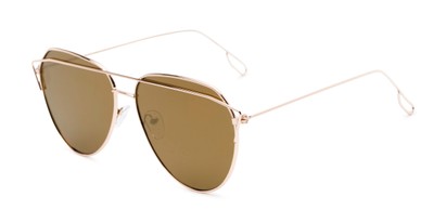 Angle of Kennedy #7024 in Gold Frame with Gold Mirrored Lenses, Women's Aviator Sunglasses