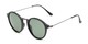 Angle of Legend #16171 in Matte Black Frame with Green Lenses, Women's and Men's Round Sunglasses