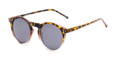 Angle of Lincoln in Tortoise/Clear Fade Frame with Smoke Lenses, Women's and Men's Round Sunglasses
