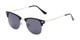 Angle of Logan #6767 in Black/Silver Frame with Grey Lenses, Women's and Men's Browline Sunglasses