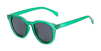 Angle of Mac in Clear Green Frame with Grey Lenses, Women's and Men's Retro Square Sunglasses