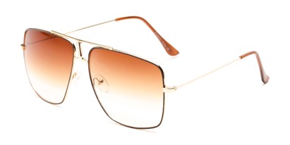 Angle of Maple #2124 in Gold/Brown Frame with Amber Gradient Lenses, Women's and Men's Aviator Sunglasses