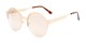 Angle of Margot #3833 in Gold Frame with Pink Mirrored Lenses, Women's Round Sunglasses