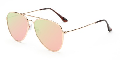 Angle of McCartney #2018 in Gold Frame with Champagne Pink Lenses, Women's Aviator Sunglasses