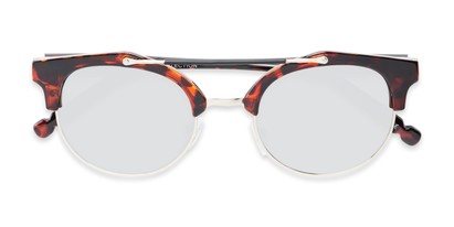 Folded of Derby #5273 in Red Tortoise/Silver Frame with Silver Mirrored Lenses