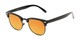 Angle of Nairobi #8387 in Black/Grey Frame with Orange Mirrored Lenses, Women's and Men's Browline Sunglasses