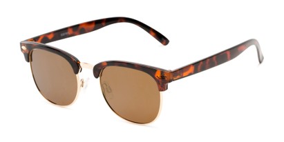 Angle of Nairobi #8387 in Tortoise Frame with Gold Mirrored Lenses, Women's and Men's Browline Sunglasses