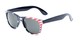 Angle of Nation #9304 in Blue/Side Striped Frame with Grey Lenses, Women's and Men's Retro Square Sunglasses