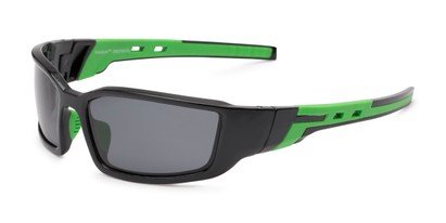 Angle of Navarro #2761 in Black/Green Frame with Smoke Lenses, Men's Sport & Wrap-Around Sunglasses
