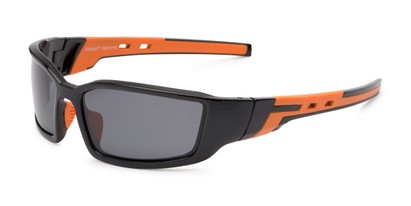 Angle of Navarro #2761 in Black/Orange Frame with Smoke Lenses, Men's Sport & Wrap-Around Sunglasses