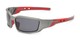 Angle of Navarro #2761 in Silver/Red Frame with Smoke Lenses, Men's Sport & Wrap-Around Sunglasses