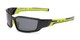 Angle of Navarro #2761 in Black/Yellow Frame with Smoke Lenses, Men's Sport & Wrap-Around Sunglasses