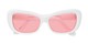Folded of Nessa #2707 in White Frame with Pink Lenses