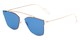 Angle of Octavia #6345 in Gold Frame with Blue Mirrored Lenses, Women's Retro Square Sunglasses