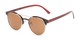 Angle of Pacer #1436 in Brown Frame with Amber Lenses, Women's and Men's Round Sunglasses