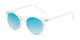 Angle of Paradise #4526 in Clear Frame with Blue Faded Lenses, Women's Round Sunglasses