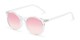 Angle of Paradise #4526 in Clear Frame with Pink Faded Lenses, Women's Round Sunglasses