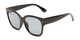 Angle of Patio #5485 in Glossy Black Frame with Smoke Lenses, Women's Retro Square Sunglasses