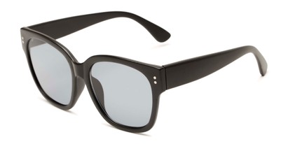 Angle of Patio #5485 in Matte Black Frame with Smoke Lenses, Women's Retro Square Sunglasses