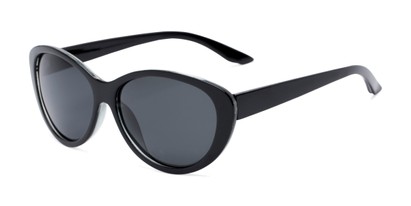 Angle of Petra #1312 in Black Frame with Grey Lenses, Women's Cat Eye Sunglasses
