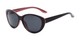 Angle of Petra #1312 in Dark Red/Pink Frame with Grey Lenses, Women's Cat Eye Sunglasses