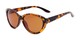 Angle of Petra #1312 in Tortoise Frame with Amber Lenses, Women's Cat Eye Sunglasses