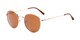 Angle of Phillips #7563 in Gold Frame with Amber Lenses, Women's and Men's Round Sunglasses