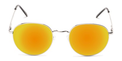 Front of Phillips #7563 in Silver Frame with Orange Mirrored Lenses