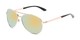 Angle of Piston #6308 in Gold/Black Frame with Yellow/Blue Mirrored Lenses, Women's and Men's Aviator Sunglasses